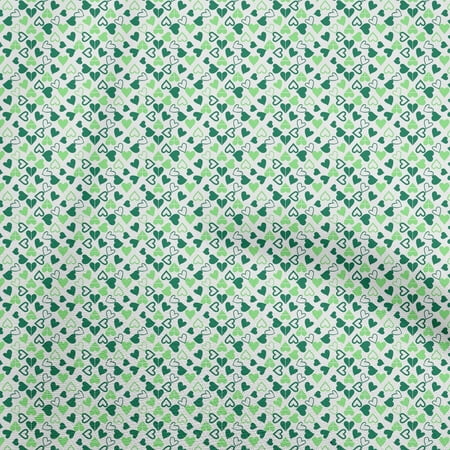 oneOone Cotton Jersey Green Fabric Hearts Print Sewing Fabric By The Yard Printed Diy Clothing Sewing Supplies 58 Inch Wide