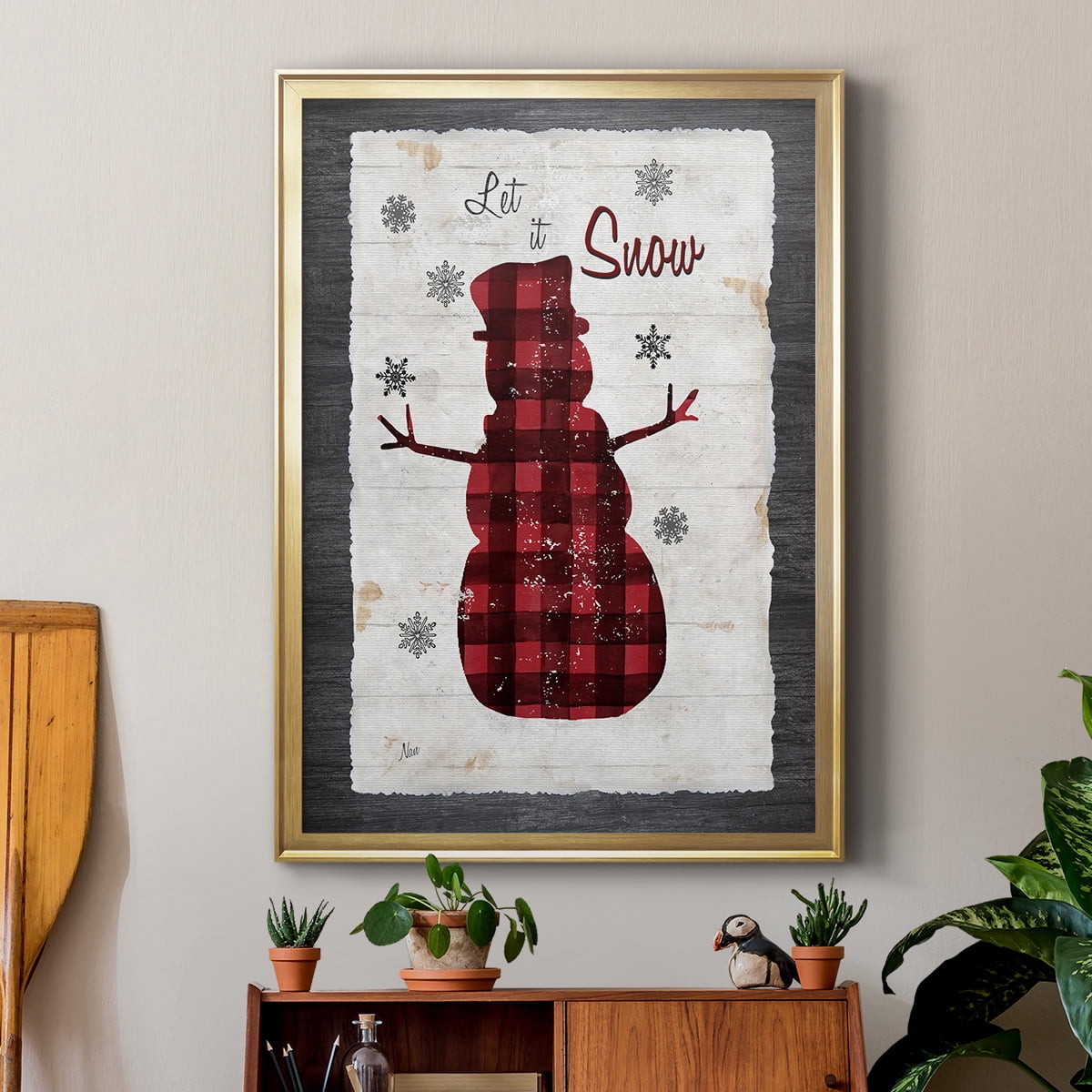 Checkered Snowman I Premium Framed Print - Ready to Hang