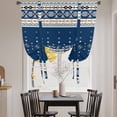 thumbnail image 3 of Navy Blue Boho Balloon Curtains 63 Inch Length for Living Room/Bedroom, Vintage Ethnic Tribe Abstract Art Rod Pocket Privacy Door Curtains Decorative Tie Up Shade for Window 52"x63", 3 of 8