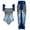 Blue, variant on Daisyyozoid Womens Swimwear Clearance One-piece Bikini Lace Up Long Skirt Chiffon Two-piece Set