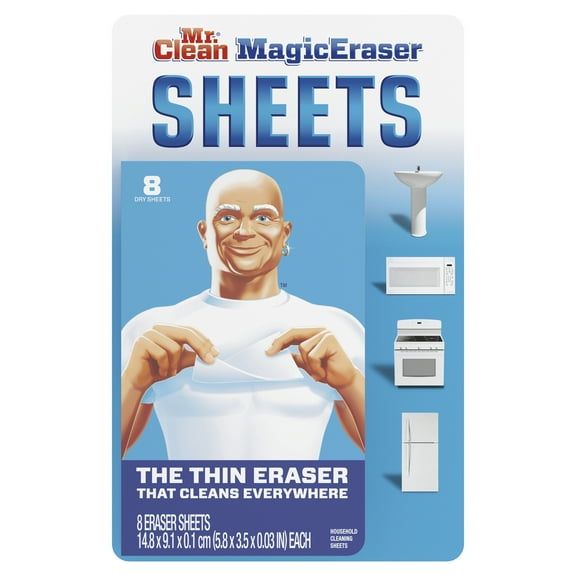 Mr. Magic Eraser Sheets, the power of a Magic Eraser in a thin, flexible, disposable sheet, 8 count