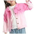 thumbnail image 3 of Gubotare Girl's Denim Jacket Toddler Girl's Ruffle Long Sleeve Button Up Denim Shirt Jacket Size 12 18 Months (Red,12-18 Months), 3 of 8
