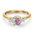 thumbnail image 3 of Gem Stone King 18K Yellow Gold Plated Silver Mercury Mist Mystic Topaz and Lab Grown Diamond Engagement Ring for Women | 1.34 Cttw | Oval 7X5MM | Gemstone November Birthstone | Size 7, 3 of 6