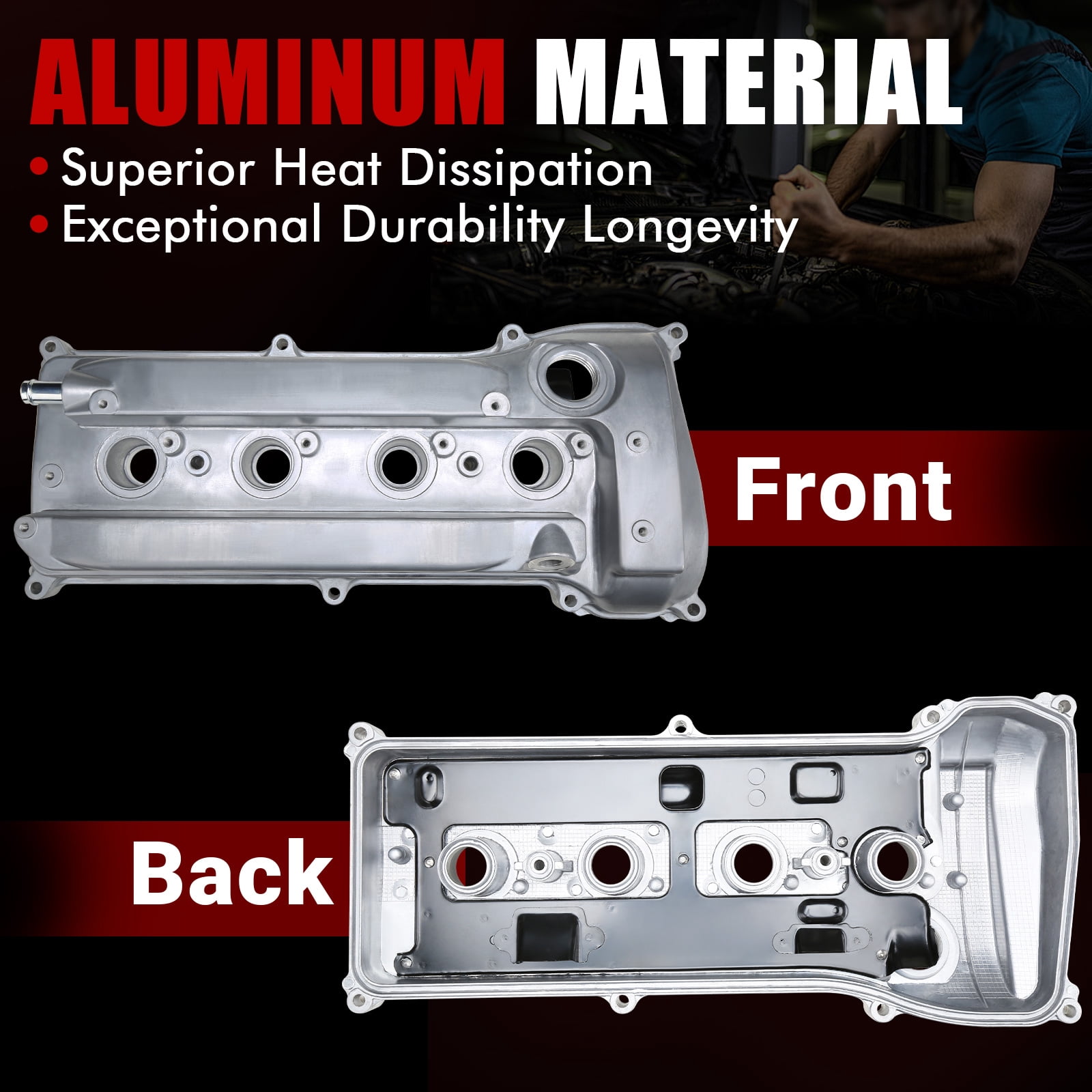 MITZONE Engine Valve Cover with PCV Hose & Gasket Compatible with 2001-2015 Toyota Camry Corolla RAV4 Highlander Solara Matrix Scion tC xB 2.4L Replace 11201-28014 11201-28033