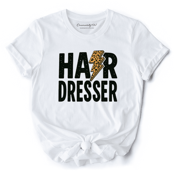 Hairdresser Leopard Lightning T-Shirt, Retro Stylist Tee