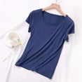 thumbnail image 2 of Loopsun Womens Pajama Shirts, Women's Solid Short Sleeve Casual Pajama Top Soft Home Wear Sleepwear Dark Blue, L, 2 of 4