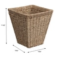 thumbnail image 4 of happimess Alden Rustic Bohemian Handwoven Seagrass 2.3-Gallon Tapered Square Wicker Waste Basket, Natural (Set of 2), 4 of 6