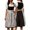Grey, variant on Women High Waist Grid Print Pleated A-Line Midi Dirndl Apron Skirt With Side Large Bow Tie Bavarian Oktoberfest Festival Co_Stume Skirt Grey