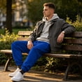thumbnail image 6 of Jogger Sweatpants For Men Adjustable Elastic Waistband Ribbed Ankle Cuff Pants Soft Knit Casual Sweat Trousers, 6 of 7