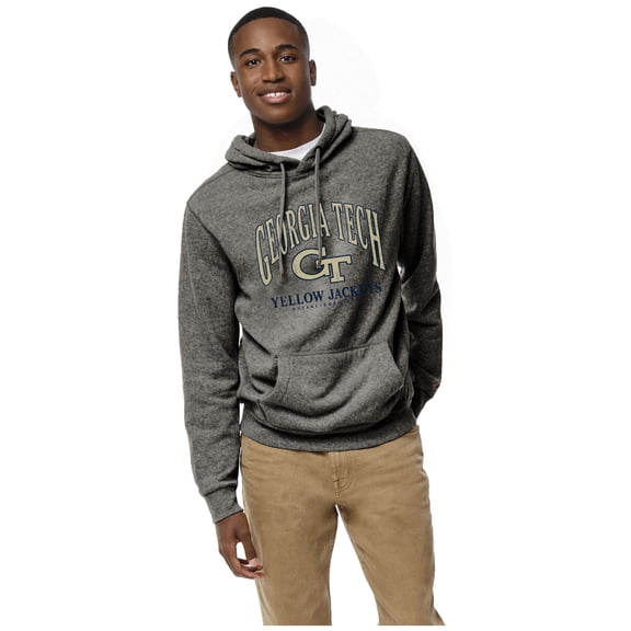 Men's League Collegiate Wear Heather Gray Georgia Tech Yellow Jackets Heritage Tri-Blend Pullover Hoodie