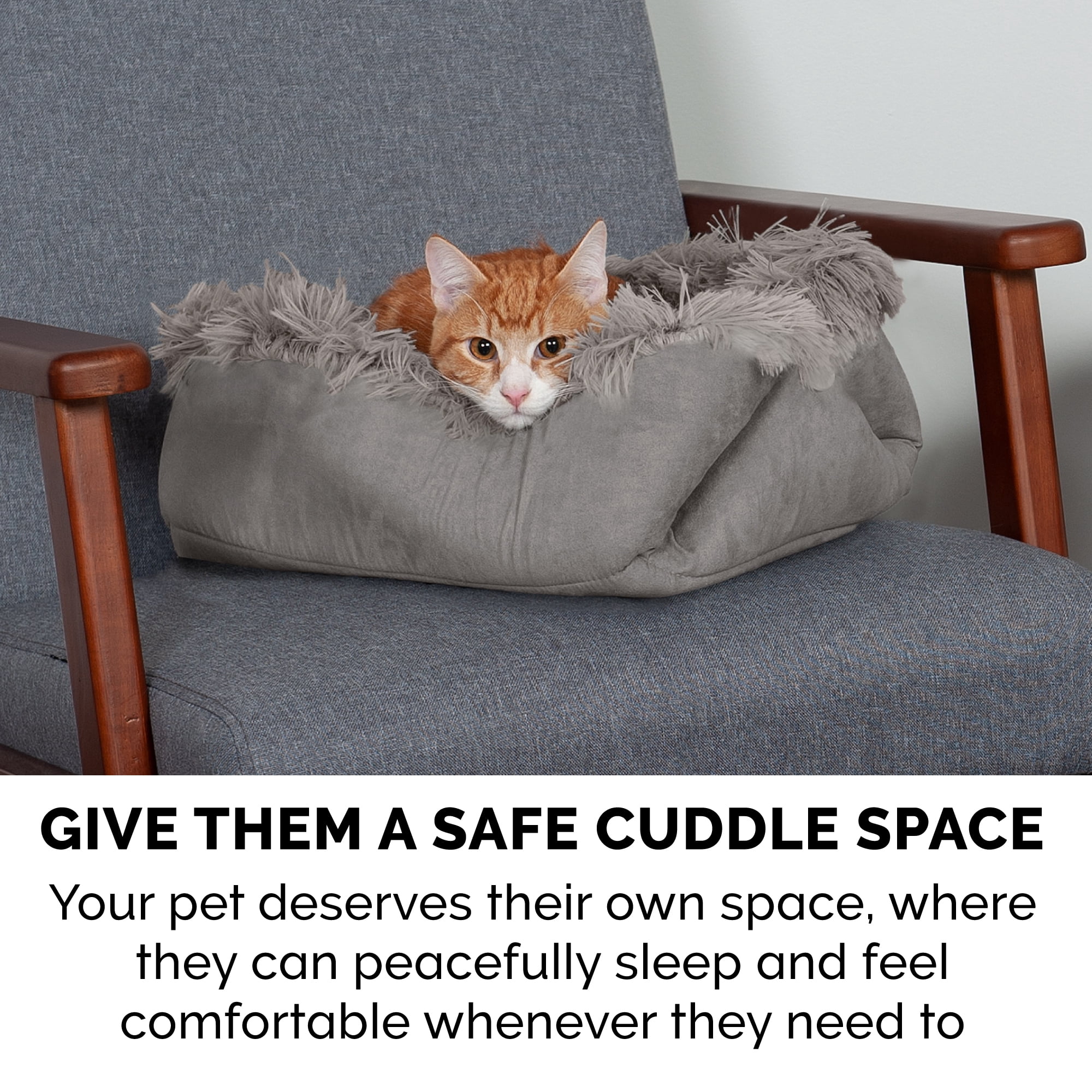 FurHaven | Convertible Self-Warming Cuddle Pet Mat & Bed for Dogs & Cats, Gray, Large