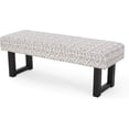 thumbnail image 5 of Ashford Boho Fabric Bench with Black Print, Modern Rubberwood Frame for Bedroom Foyer Entryway, 5 of 8