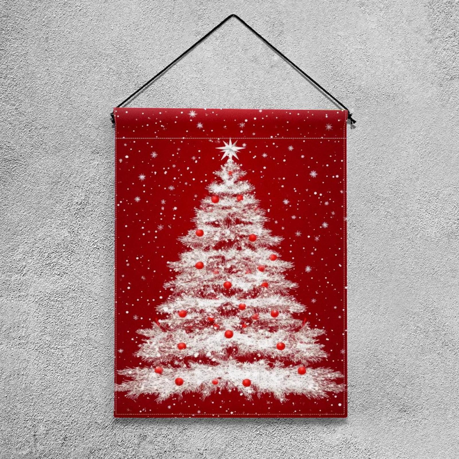 Welcome Christmas Tree Red Snowflakes Garden Flag, Vertical Double Sided Small House Flag, Yard Farmhouse Outdoor Deck Veranda Lawn Decor 28x40 Inch
