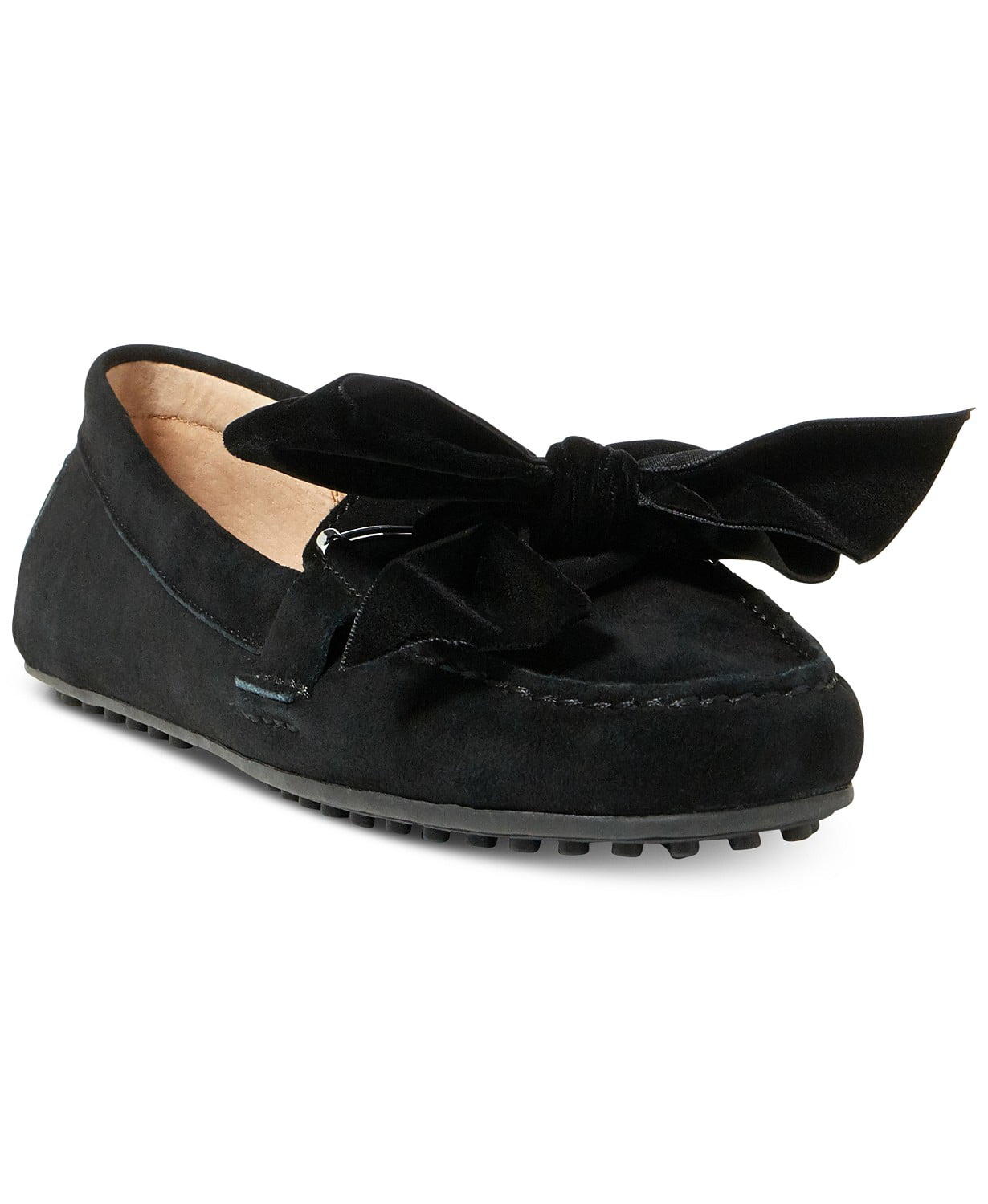 SheSole Women's Flats Velvet Loafers with Chain Decoration Casual Slip On Driving Shoes Black