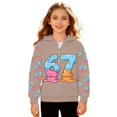 thumbnail image 4 of MEZZALL Boys Cartoon Number 67 Print Hooded Zip Up Jacket Long Sleeve Athletic Sweatshirt Outerwear Kids Breathable Tops Coats, 4 of 6