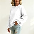 thumbnail image 4 of Sweatshirt For Women Crewneck Pullover Sweatshirts No Hood Long Sleeve Tops Casual Comfy Fall Clothes White L, 4 of 6