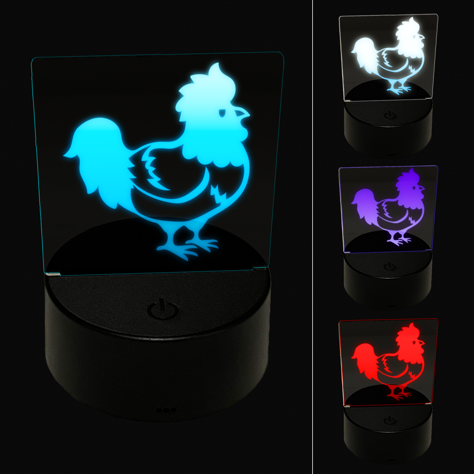 Proud Little Rooster Chicken LED Night Light Sign 3D Illusion Desk