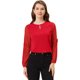 thumbnail image 1 of Top de la blusa de la oficina del trabajo del cuello del ojo de la cerradura de las mangas largas semi transparentes de la gasa elegante de las mujeres rojo M, 1 of 5