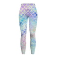 thumbnail image 5 of Renewold Mermaid Scales Tie-dye Yoga Leggings for Women with Pockets Trendy Running Yoga Pants High Waisted Tummy Control Graphic Pants Tights for Cycling Yoga Sports, XL, 5 of 8