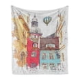 thumbnail image 1 of Watercolor Soft Flannel Fleece Throw Blanket, Artwork Painting of Architecture of Riga in Latvia in the Center of the City, Cozy Plush for Indoor and Outdoor Use, 50" x 60", Multicolor, by Ambesonne, 1 of 5