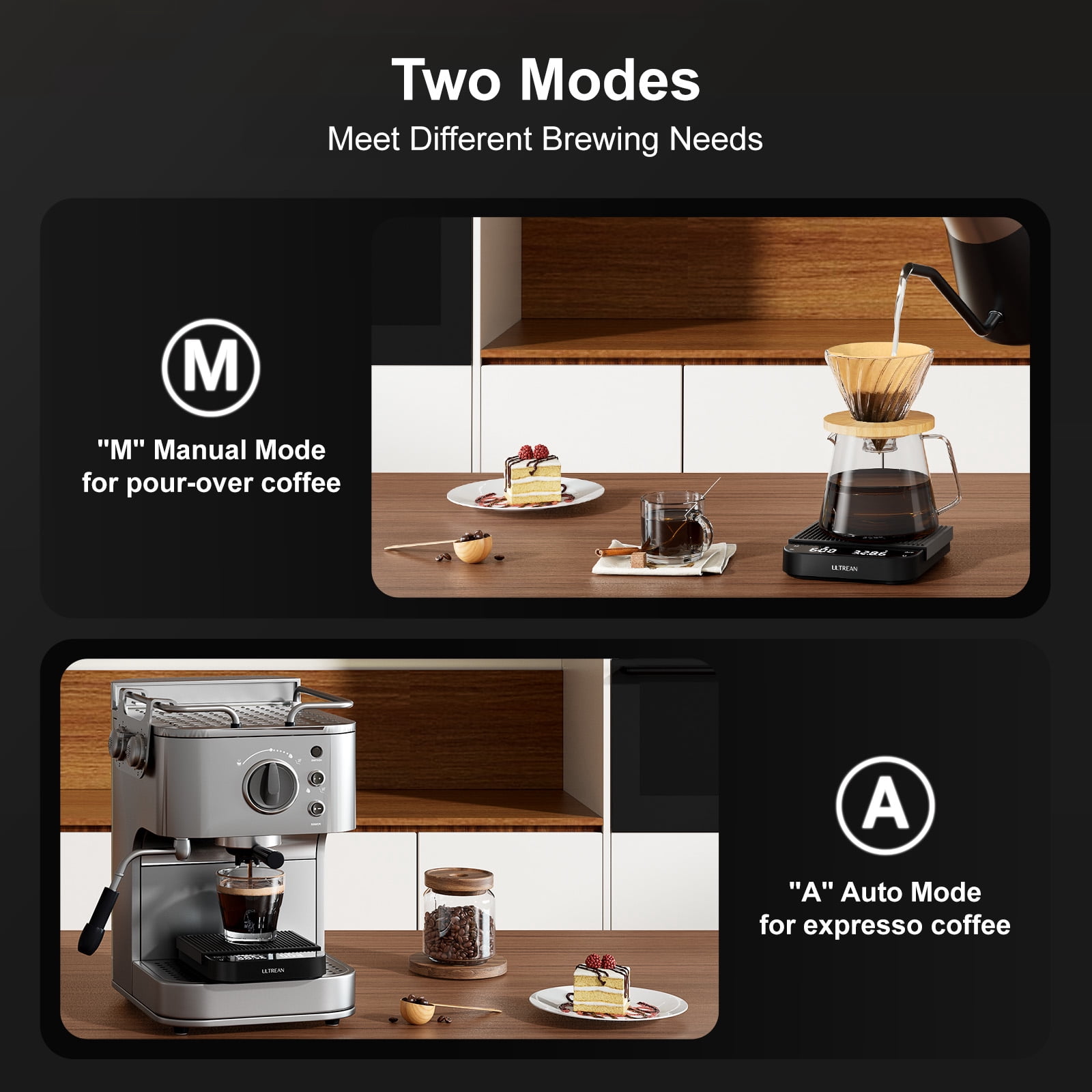 Ultrean Coffee Scale with Timer, 0.1g/3kg Precision Rechargeable Digital Espresso Scale with LCD Display, Coffee Bean Weighing, Removable Waterproof Cover, Digital Kitchen Scale with Auto Timing