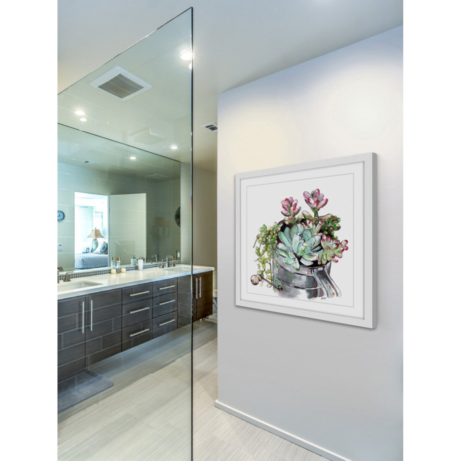 Marmont Hill "Succulents" by Rachel Byler Framed Painting Art Print