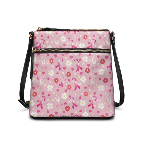 Eheartsgir Durable PU Shoulder Bag for Women for Outdoor Travel, Smooth Zipper Spacious Purse Satchel, Ribbon Daisy