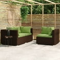 thumbnail image 1 of vidaXL 3 Piece Garden Lounge Set with Cushions Brown Poly Rattan, 1 of 4