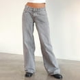 thumbnail image 2 of Women Y2k Low Rise Baggy Jeans Loose Fit Boyfriend Straight Wide Leg Jeans Trendy Stretch Long Denim Pants, 2 of 6
