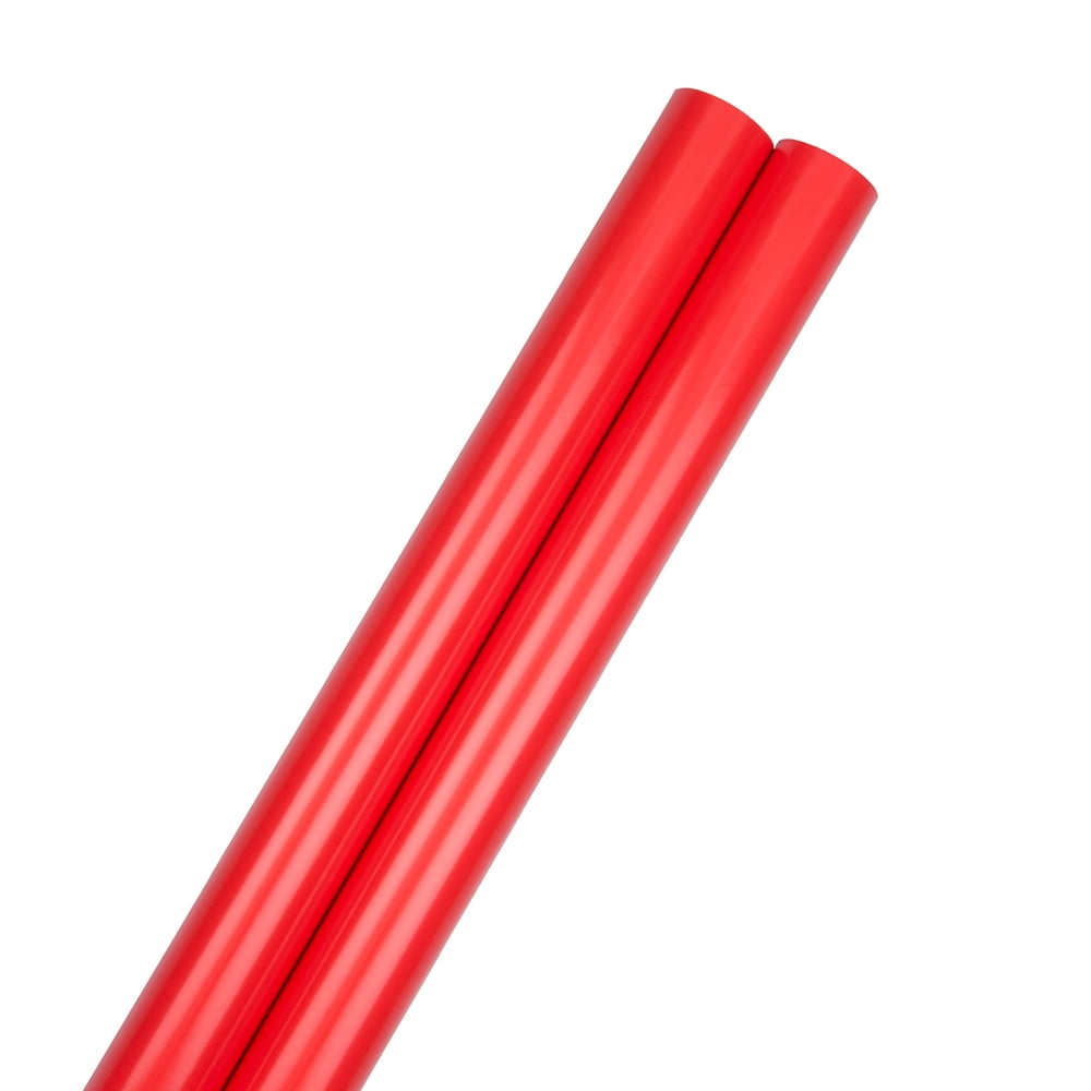 JAM Paper Red Glossy Wrapping Paper, All Occasion, 25 Sq. ft., 2/Pack