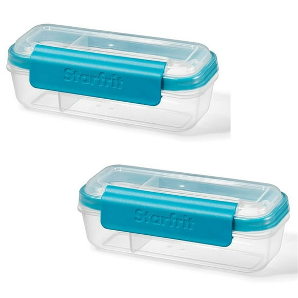 LocknLock - Set of 2 Containers for Snacks and Dips, 414mL Capacity, Blue