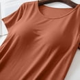 thumbnail image 6 of Workout Tops for Women Built-in Bra Padded T-Shirt Casual Comfy Short Sleeve Crew Neck Yoga Sports Tees Shirt Brown 2XL, 6 of 7