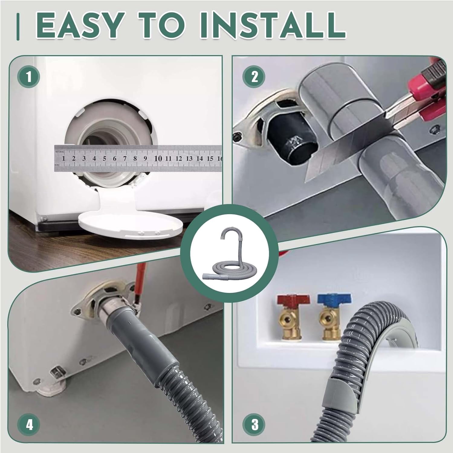 6ft Washing Machine Drain Hose,Corrugated Flexible Washer Drain Hose Extension Replacement for Samsung, LG, Whirlpool, Maytag, Kenmore, GE, Giantex, Panda and More,with 2 Clamps and U-Bend Holder