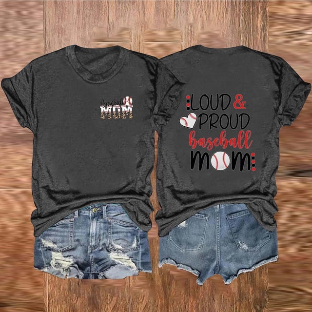 Haut Décontracté Ample à Manches Courtes pour Femmes, Imprimé de Lettres, Impression Recto Verso, Haut/chemise à Manches Courtes à Col Rond