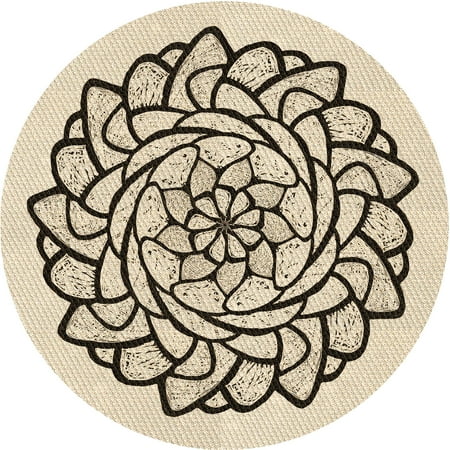 

Ahgly Company Indoor Round Patterned Wheat Beige Area Rugs 3 Round