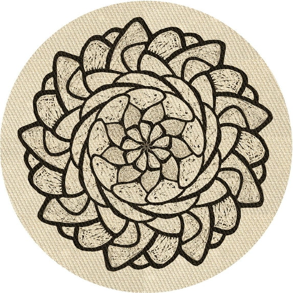 Ahgly Company Machine Washable Indoor Round Transitional Wheat Beige Area Rugs, 5' Round