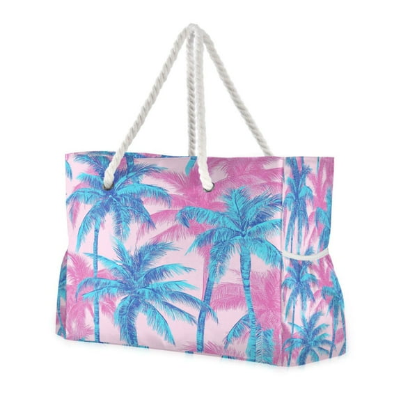 DIXRUYEE Beach Cooler Travel Tote Bags Beach Bag Fashion Palm Paradise Printed