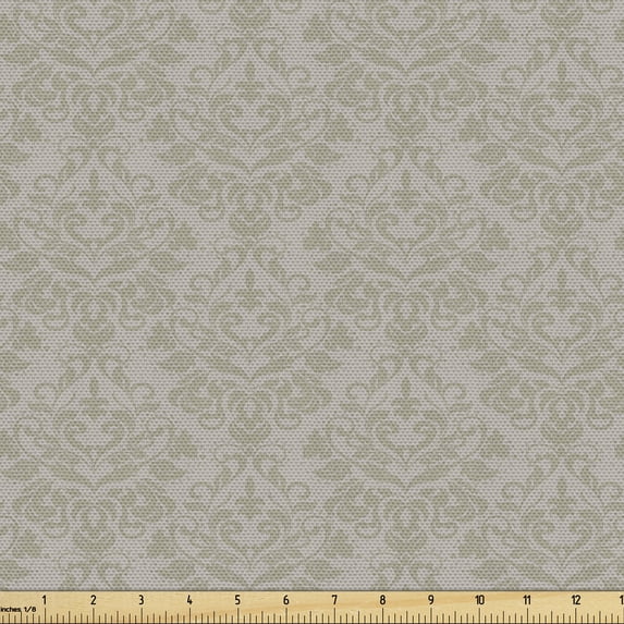 Taupe Sofa Upholstery Fabric by the Yard, Italian Style Rich Flower Motifs Vintage Antique Effects Ornamental Swirls Dots, Decorative Fabric for DIY Home Accents, 10 Yards, Tan by Ambesonne