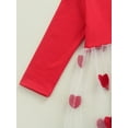 thumbnail image 6 of Kiapeise Infant Kid Baby Girls Valentine's Day Outfits Long Sleeve Heart Mesh Tulle Tops Tee Flared Pants Set 6M-4Y, 6 of 9