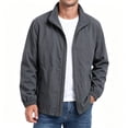 thumbnail image 2 of Sevevn Men Windbreaker Jacket Full Zip Up Stand Collar Regular Fit Lightweight Smooth Fabric Side Zip Pockets Elastic Cuffs And Hem For Daily Casual Travel Wear, 2 of 6