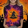 thumbnail image 2 of WAVSUF Girls Halloween T-Shirt, 3/4 Sleeve Round Neck Cute Printed Fall Casual Pullover Purple 7-8, 2 of 7