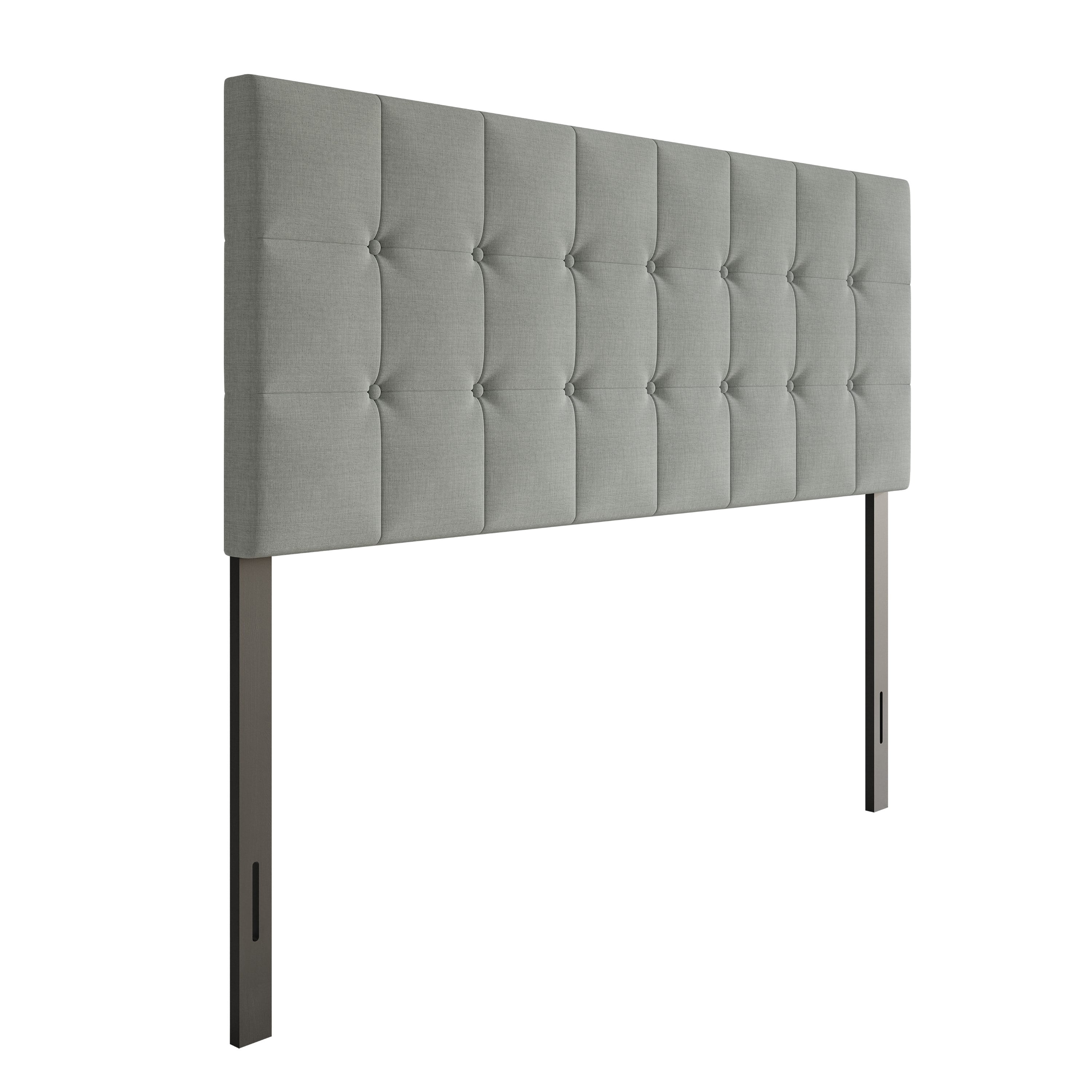 Home Design Ida Queen Upholstered Transitional Adjustable Headboard With Button Tufted For Adult, Grey