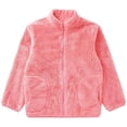 thumbnail image 3 of Alvivi Kids Girls Fleece Jacket Coat Full-Zip Turtleneck Tops with Pocket Fall Winter Outerwear Light Red 5-6, 3 of 7