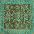 thumbnail image 1 of Ahgly Company Indoor Square Abstract Turquoise Blue Modern Area Rugs, 7' Square, 1 of 4