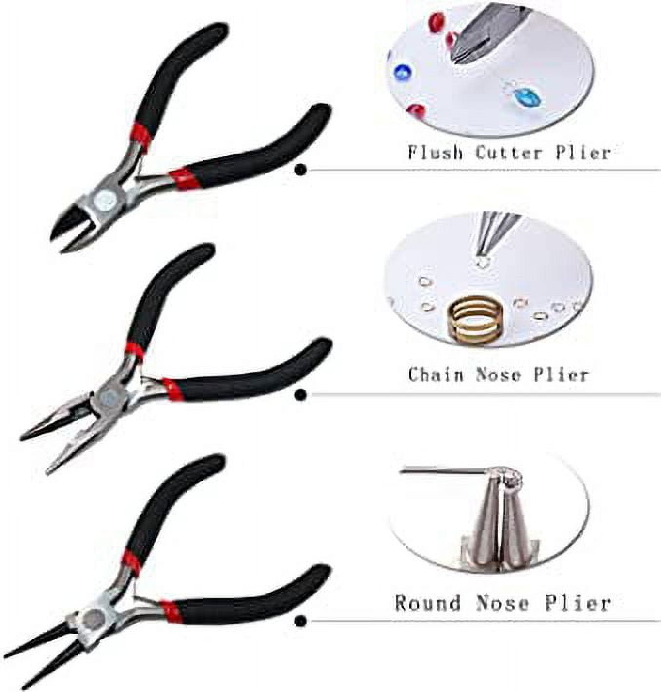 8PCS/Set Jewelry Making Tool Kits Pliers Set, Round Nose Pliers, Side Cutting Pliers, Wire Cutter, Scissor, Beading Tweezers, Hook Pulling Needle, Jump Ring Opener