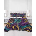 thumbnail image 3 of Yellow Purple Green Twin Size Down Alternative Comforter, Lightweight Comforter Quilt Bedding Set with Pillow Shams Modern Abstract Art Geometric All Seasons Bed Comforter Duvet Insert 68"x86", 3 of 7