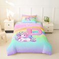 thumbnail image 2 of Erosebridal Cartoon Magical Animal Unicorn Kids Twin Bedding,Rainbow Gradient Letter P Duvet Cover Set For Girls,Reversible Pink 2 Pieces,No Comforter, 2 of 6