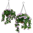 thumbnail image 1 of HCBY Hanging Baskets for Plants, 2Pcs Faux Crepe Myrtle Hanging Baskets, Weather Resistant Artificial Hanging Plants, Spring Summer Outside Porch Decor, 1 of 5