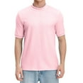 thumbnail image 5 of Gbsyewxs Mens Shirts Crew Neck Short Sleeve Solid Color Knit Breathable Summer Shirts For Men Pink, 5 of 9