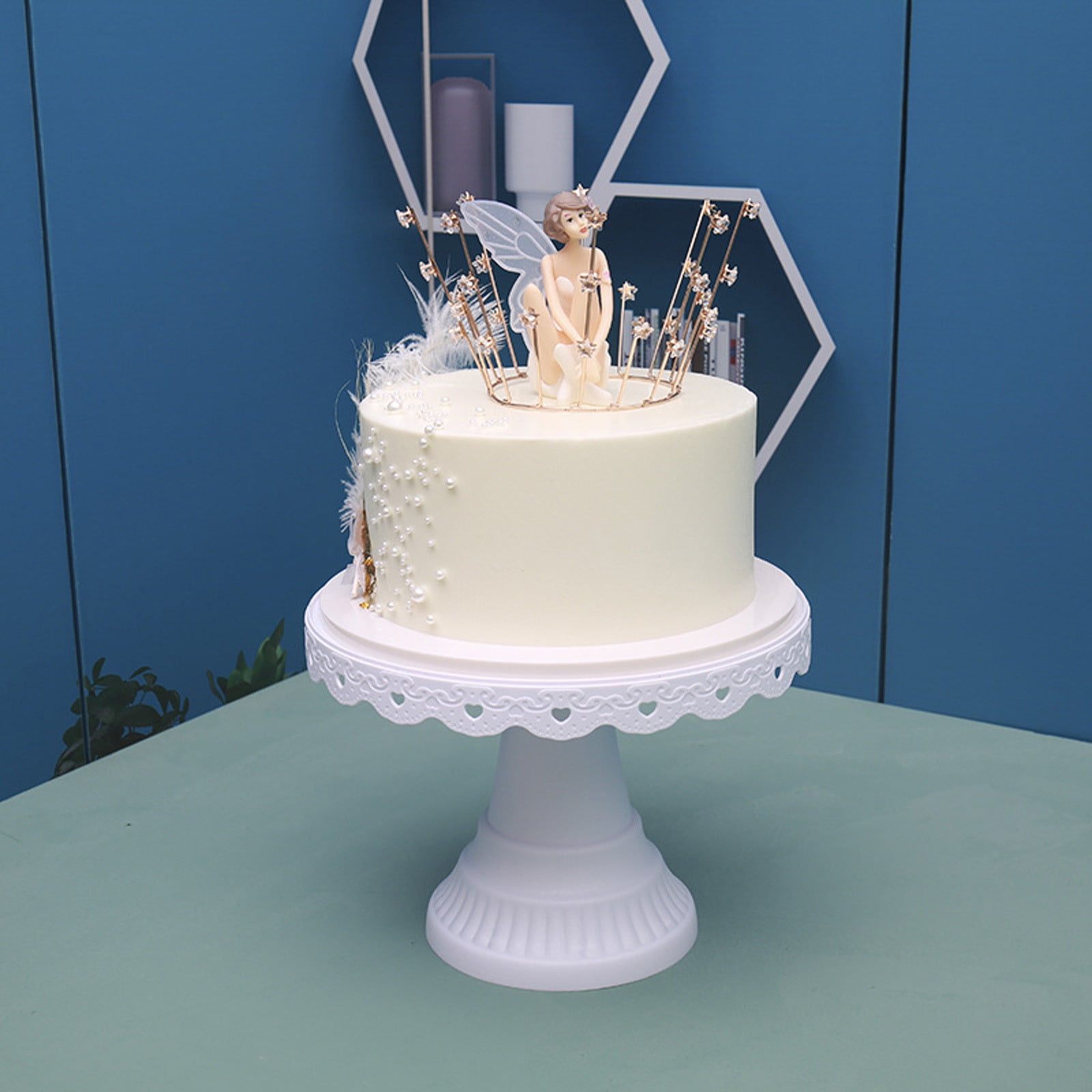 Ionze Kitchen Tools Party 1-Tier Cake Stands, White